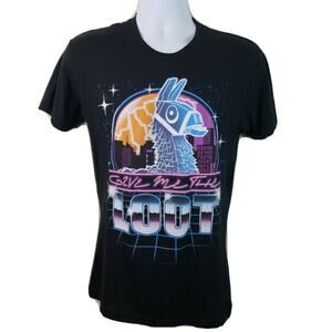 Official Fortnite Video Game Give Me The Loot Llama Black Tshirt Size Small